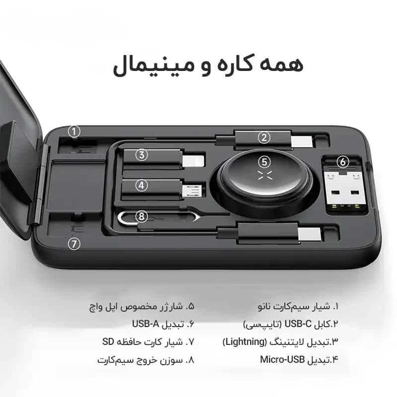 پک کابل چند منظوره مک دودو Mcdodo CH-244 همراه با شارژر اپل واچ — تصویر ۳