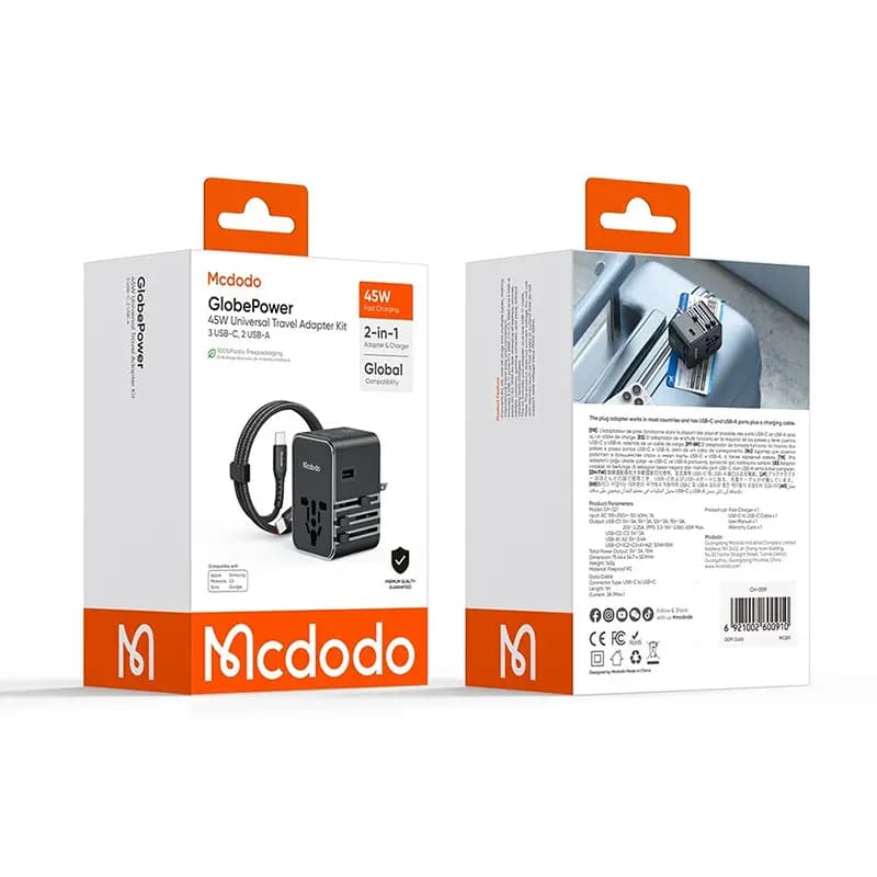 شارژر دیواری و مبدل برق مک دودو Mcdodo CP-327 توان 45 وات همراه با کابل — تصویر ۳