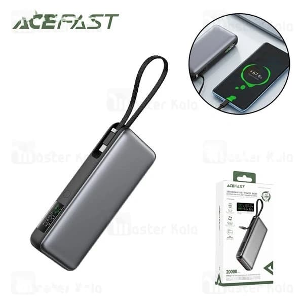 پاوربانک 20000 ایس فست ACEFAST M22 PD130W GaN Fast Charger توان 130 وات همراه با کابل متصل — تصویر ۷