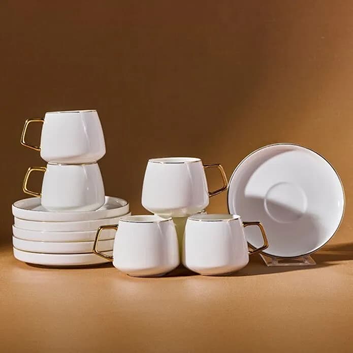 ست فنجان قهوه خوری 6 نفره کاراجا مدل saturn دسته گلد