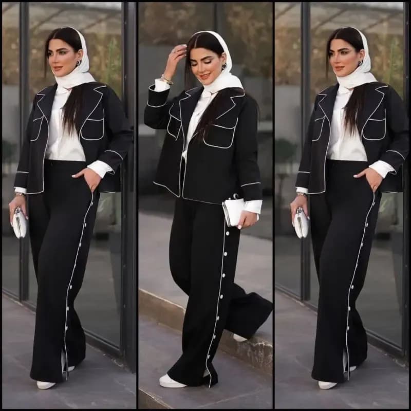شلوار زنانه دیانا جنس مازراتی اعلا رنگ مشکی سایز 38 تا 46 فری — تصویر ۳