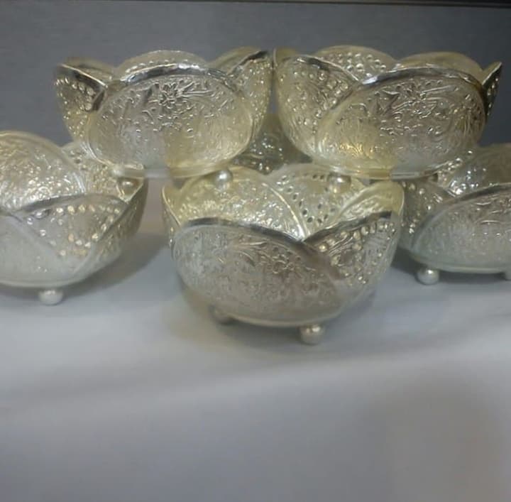 آجیل خوری نقره نما 3 پایه گوی 6 عدد کد 101173