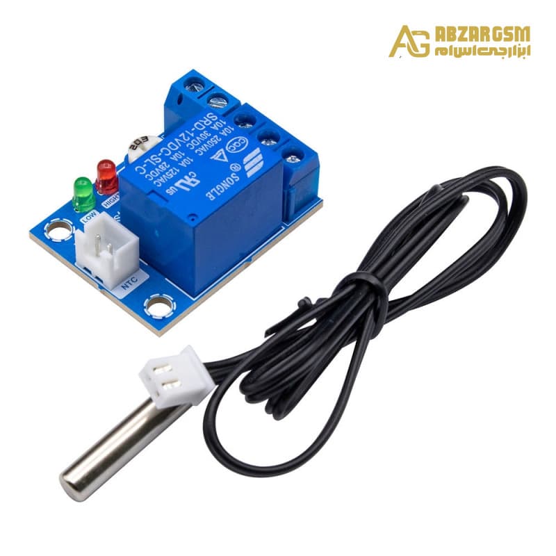 ماژول ترموستات 12V با رله و سنسور NTC ضدآب ایرانیک