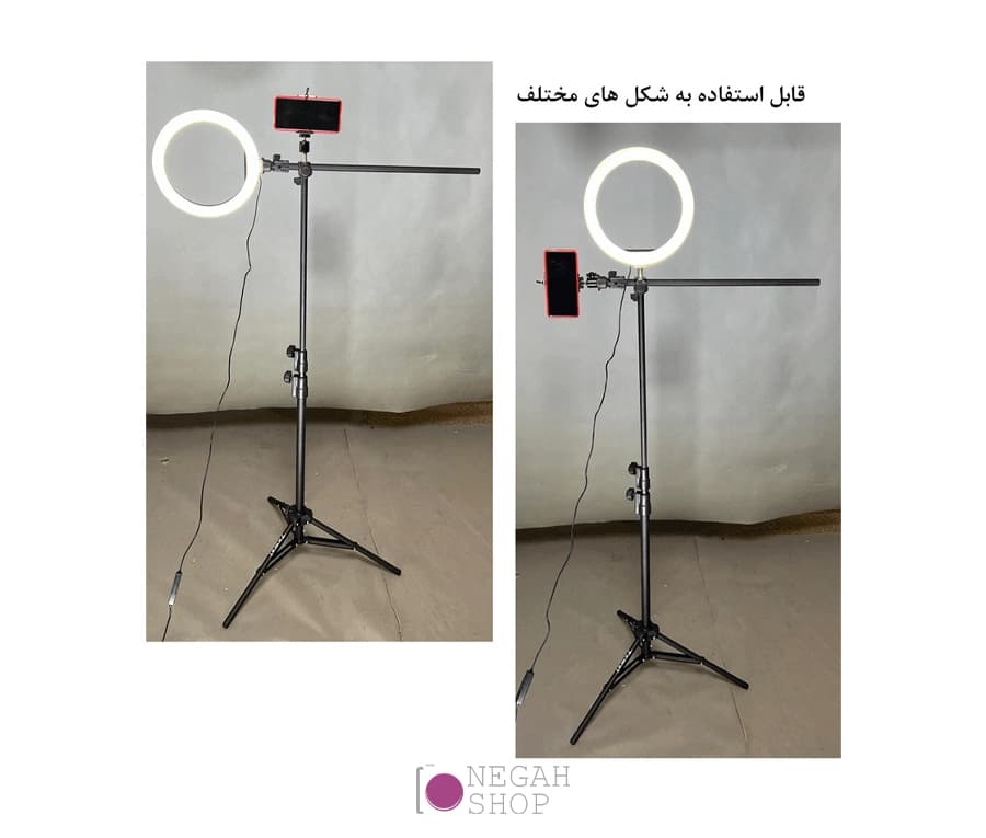 رینگ لایت و سه پایه افقی تولید محتوا ZEUS YQ-360A — تصویر ۷