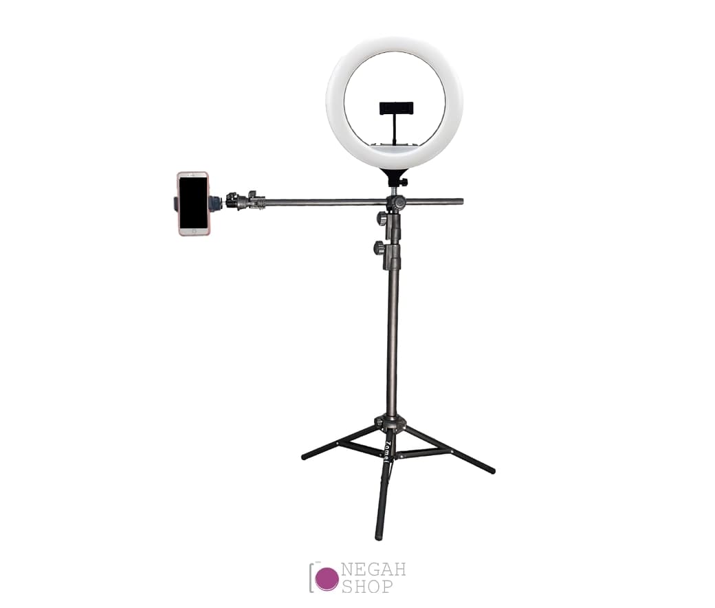 رینگ لایت و سه پایه افقی تولید محتوا ZEUS YQ-360A — تصویر ۳
