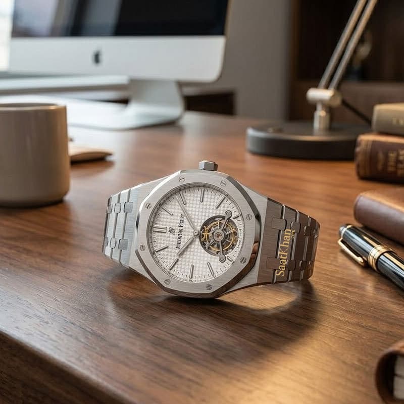 ساعت مردانه اودمار پیگه اودمار پیگه رویال اوک توربیون اتوماتیک AUDEMARS PIGUET ROYAL OAK TOURBILLON APM027 — تصویر ۳