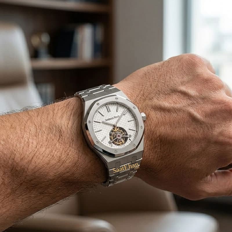 ساعت مردانه اودمار پیگه اودمار پیگه رویال اوک توربیون اتوماتیک AUDEMARS PIGUET ROYAL OAK TOURBILLON APM027 — تصویر ۲