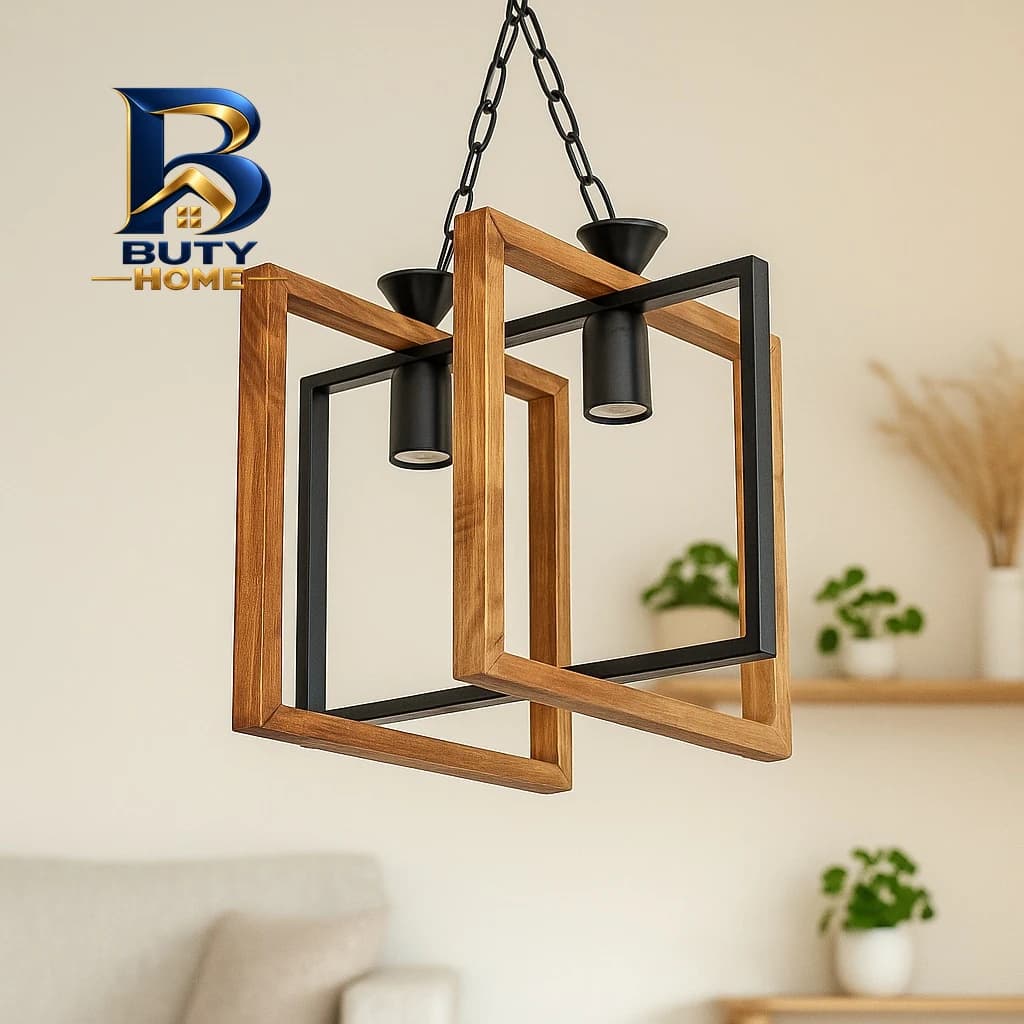 لوستر 2 شعله شاهان تک مدل WOOD با طراحی زیبا — تصویر ۶