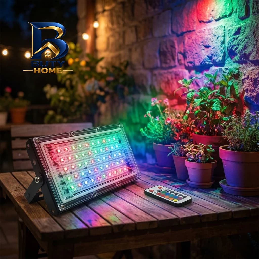 پروژکتور 50 وات نوراک مدل RGB ریموات دار چند رنگ — تصویر ۱۲