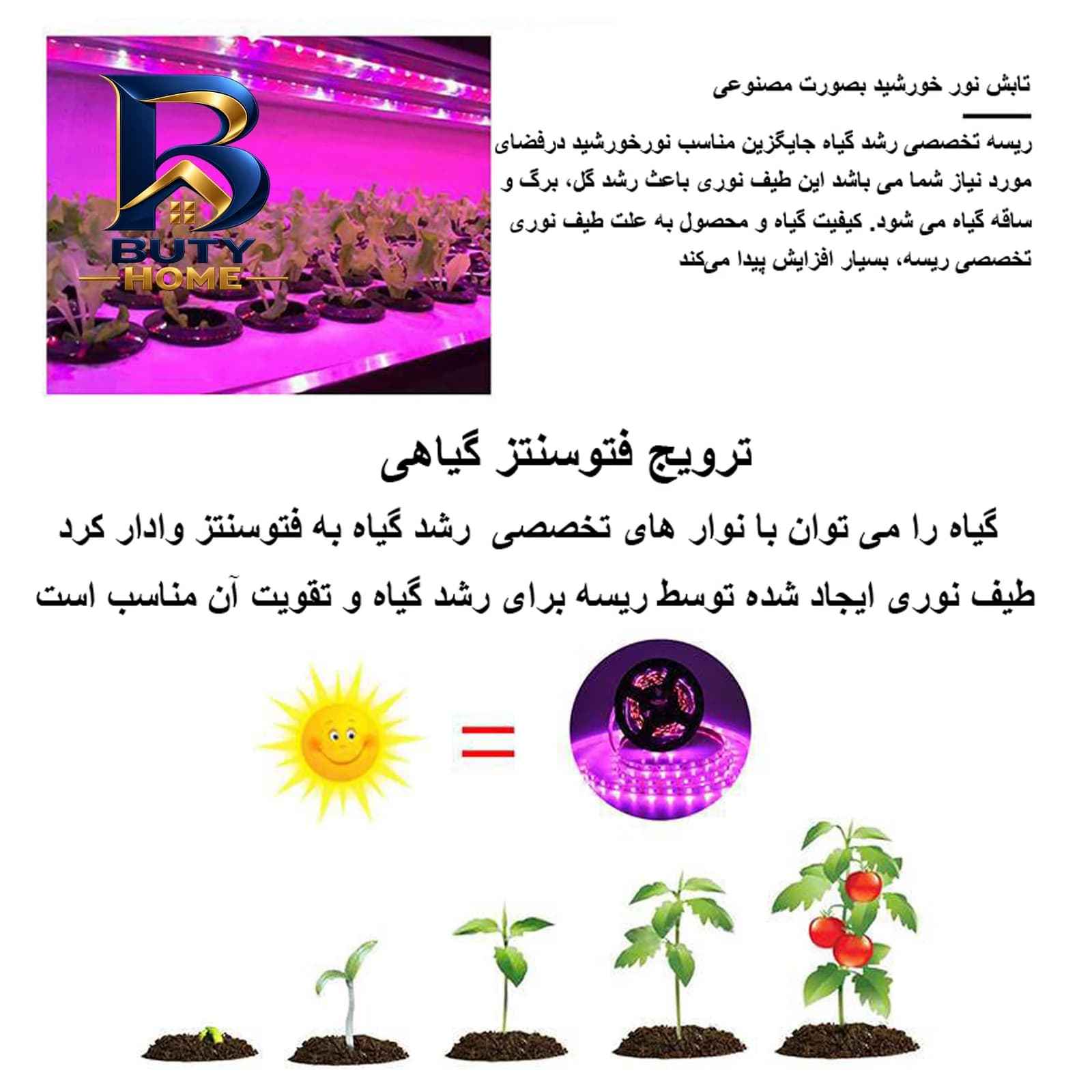 ریسه ال ای دی رشد گیاه ۳۶ وات لومینوس مدل فول طیف و اسپکتروم کد USB با طول ۲ متر — تصویر ۱۱