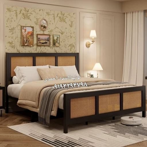 تخت خواب دونفره حصیری کلاسیک مدرن مبلمان فرنا مدل 1144770