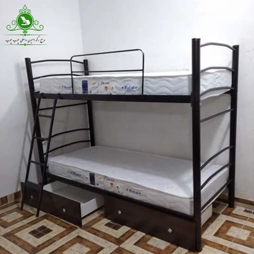 تخت خواب دو طبقه مدل میله ای با کشو بدون تشک مبلمان فرنا مدل 1144761