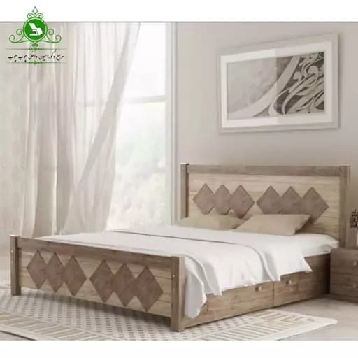 تخت خواب دو نفره مدل لوزی با کشو بدون تشک مبلمان فرنا مدل 1144750