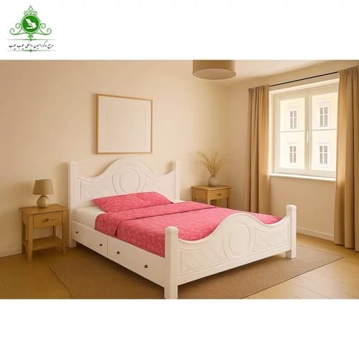 تخت خواب یک و نیم نفره MDF وکیوم مدل آرامش عرض 120 با کشو بدون تشک مبلمان فرنا مدل 1144747