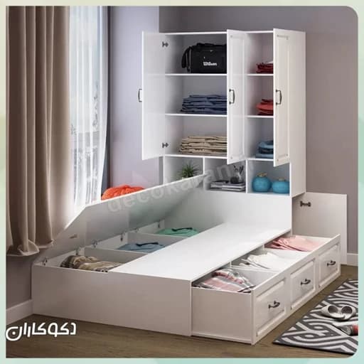 تخت خواب یک نفره کمد دار BL00133 مبلمان فرنا مدل 1144701