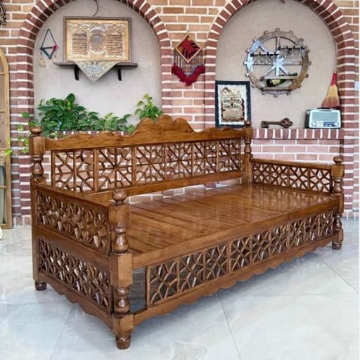 تخت سنتی طرح شاهنشین چوب روسی مبلمان فرنا مدل 1144684