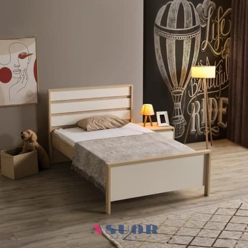 تخت T9013 سایز 90 در 200 mdf با کفه مبلمان فرنا مدل 1144670