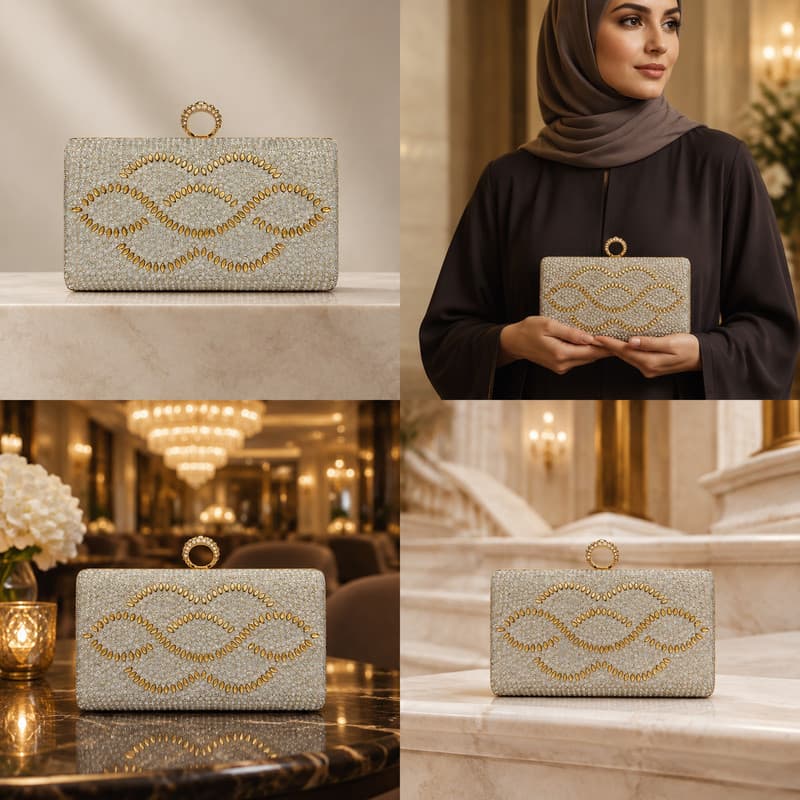 کیف مجلسی زنانه طرح نگینی مدل 301 — تصویر ۷