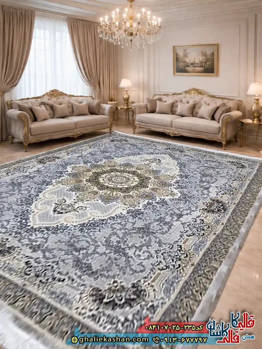 فرش 700 شانه طرح درسا رنگ کرم کاشان