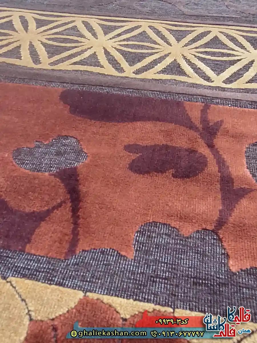 فرش شنل فانتزی طرح سلدا رنگ شکلاتی – گل برجسته – گرد قطر 120 — تصویر ۲