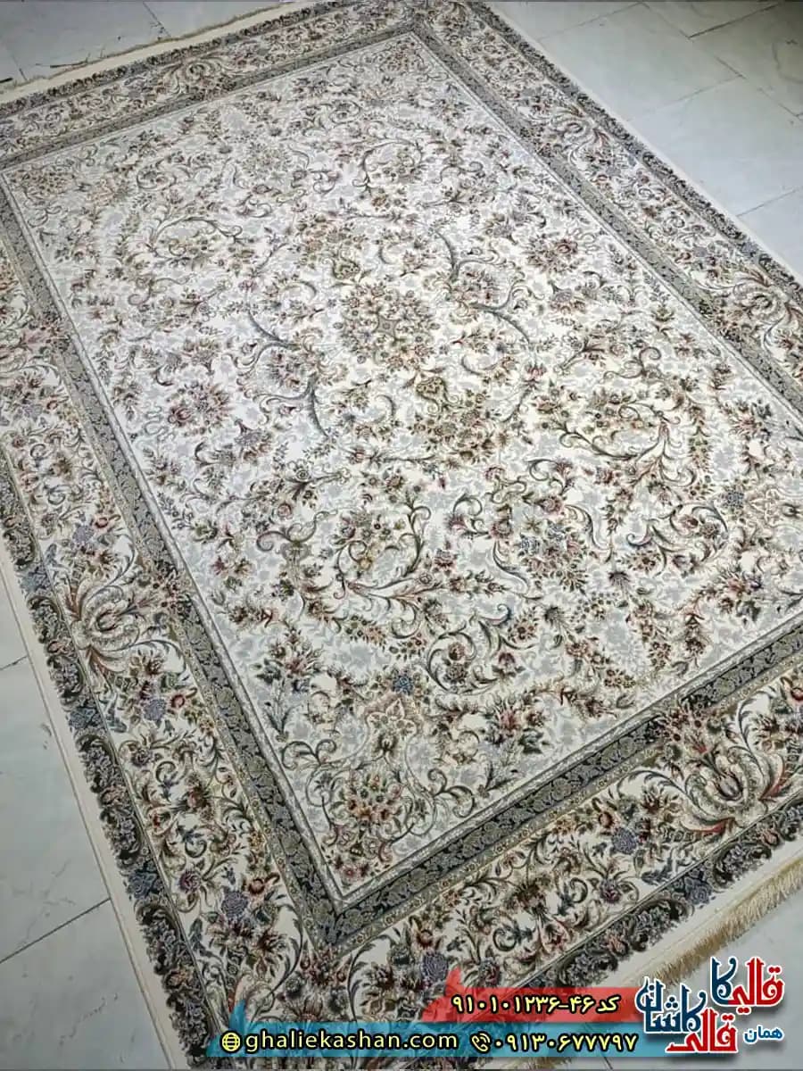 فرش ‌‌‌‌کلاسیک ‌‌‌‌1200 ‌‌‌‌شانه ‌‌‌‌طرح ‌‌‌‌افشان ‌‌‌‌آتیلا ‌‌‌‌رنگ ‌‌‌‌کرم کاشان ‌‌‌ — تصویر ۲
