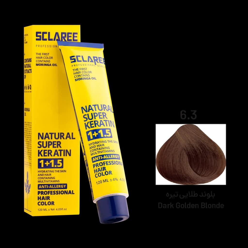 رنگ مو اسکلاره شماره 6.3 حجم 120 میلی لیتر رنگ بلوند طلایی تیره — تصویر ۳