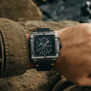 ساعت مچی مردانه توبولار کرونو کوارتز مربعی بند چرمی | Tubular Men’s Square Chronograph Quartz Leather Strap Watch — تصویر ۴
