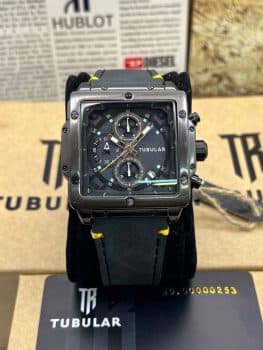 ساعت مچی مردانه توبولار کرونو کوارتز مربعی بند چرمی | Tubular Men’s Square Chronograph Quartz Leather Strap Watch — تصویر ۲