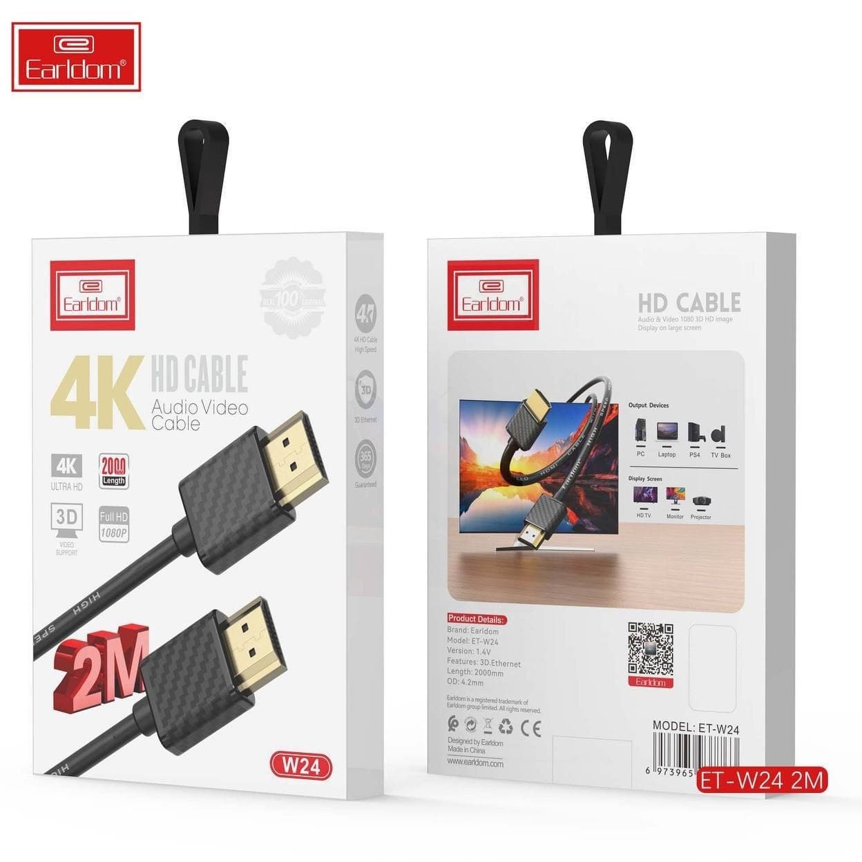 کابل دو سر اچ دی ام آی 5 متری ارلدام ET-W24 — تصویر ۲