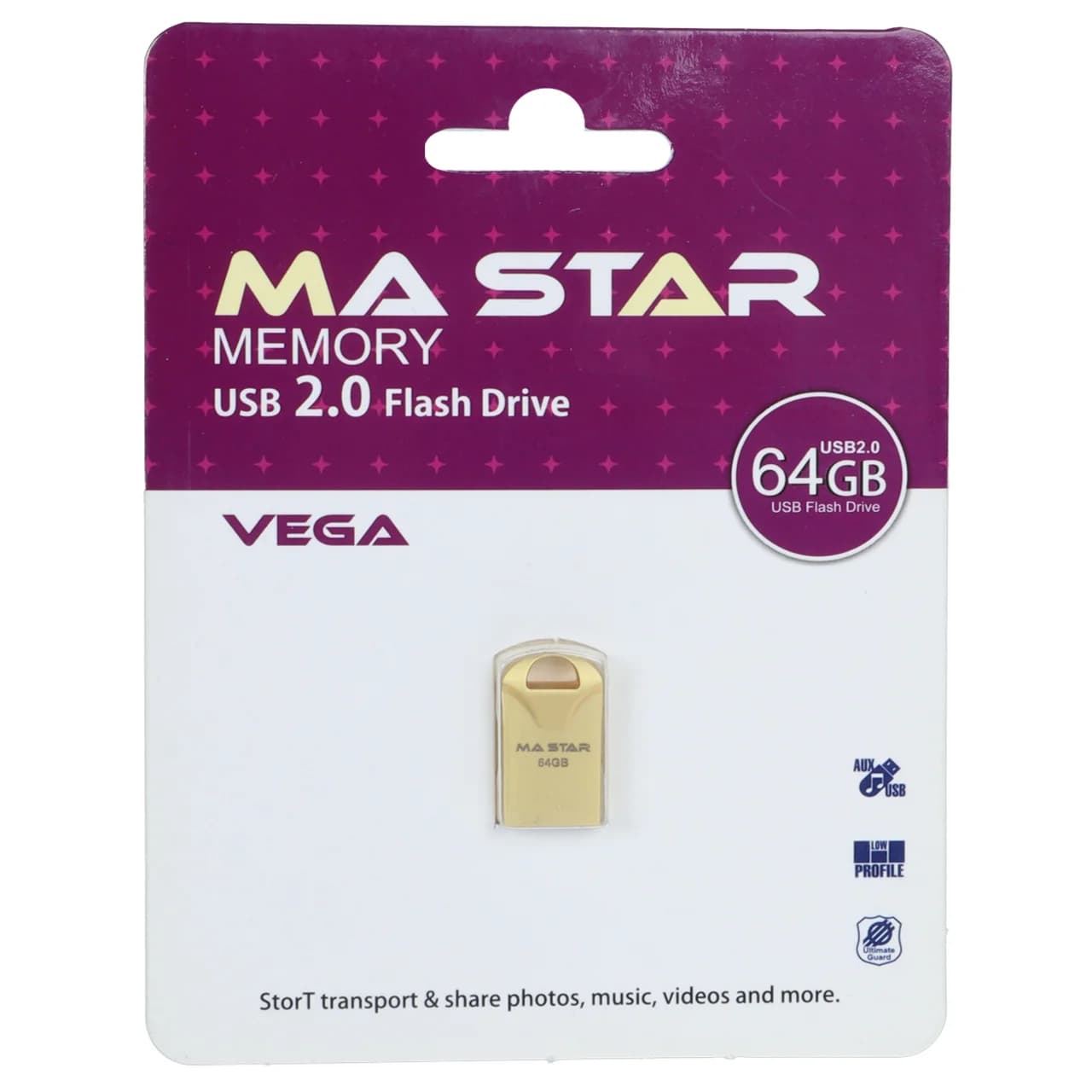 فلش مموری MA Star USB2.0 مدل Vega ظرفیت 64GB – طلایی (گارانتی فراگامان)