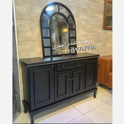 آینه کنسول مشکی شیک مدرن مبلمان اورلین مدل 976028