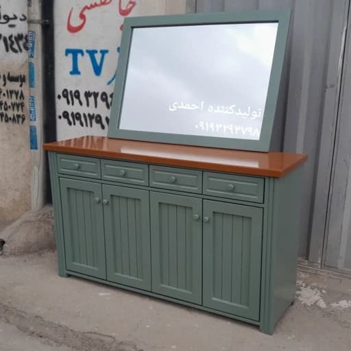 آینه کنسول سبز کلاسیک مدرن مبلمان اورلین مدل 976024