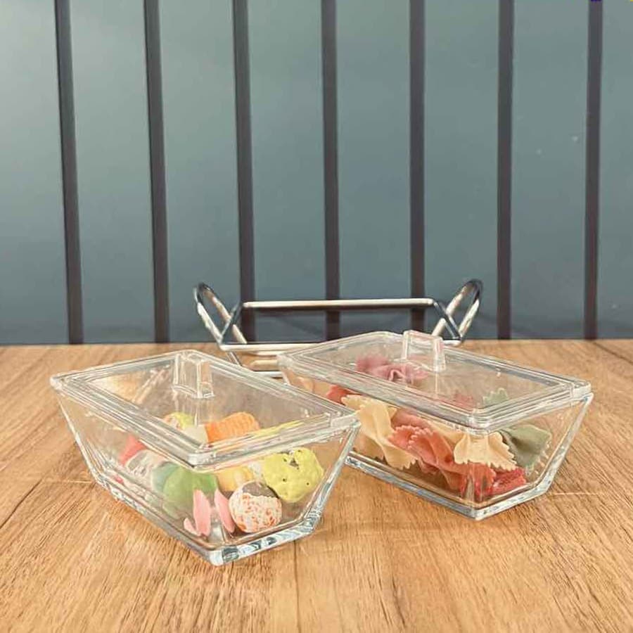 اردوخوری شیشه ای مستطیل 2 خانه لیمون — تصویر ۲