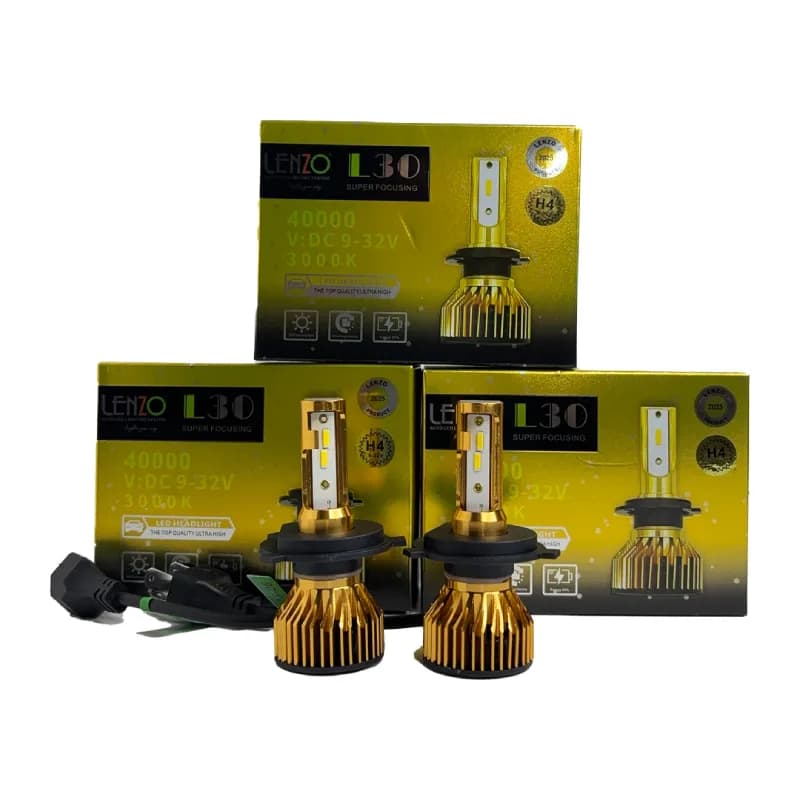 هدلایت LENZO مدل F30 زرد پایه H4