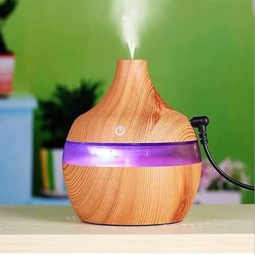 دستگاه بخور سرد طرح کوزه ای چوبی رومیزی با نور RGB — تصویر ۶