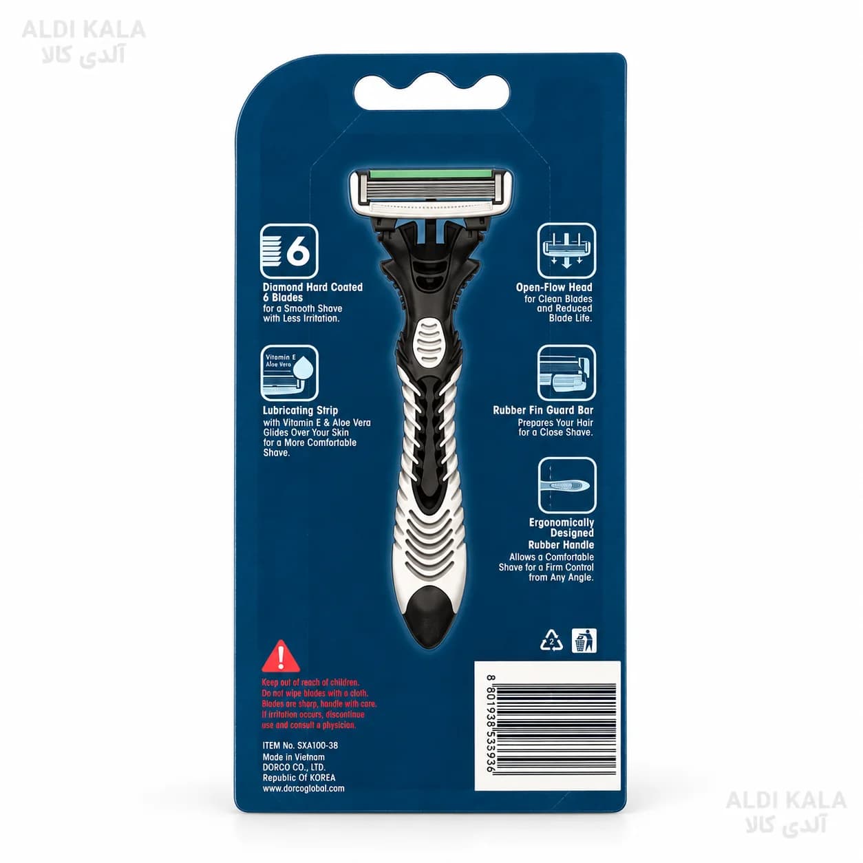 خودتراش ۶ لبه دورکو Pace 6 Portable بسته ۱۲ عددی، هر بسته ۳ عدد — تصویر ۴