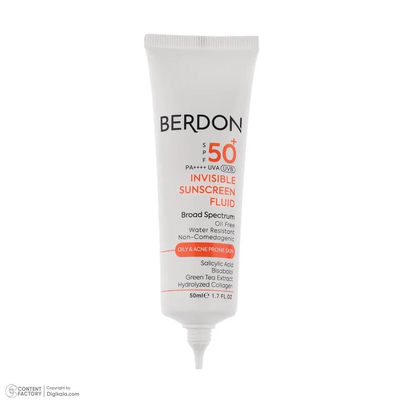 فلوئید ضد آفتاب بدون رنگ صورت بردون spf50 مدل Broad Spectrum محافظ UVA،UVB مناسب پوست‌های چرب و آکنه‌دار حجم 50 میلی لیتر — تصویر ۲