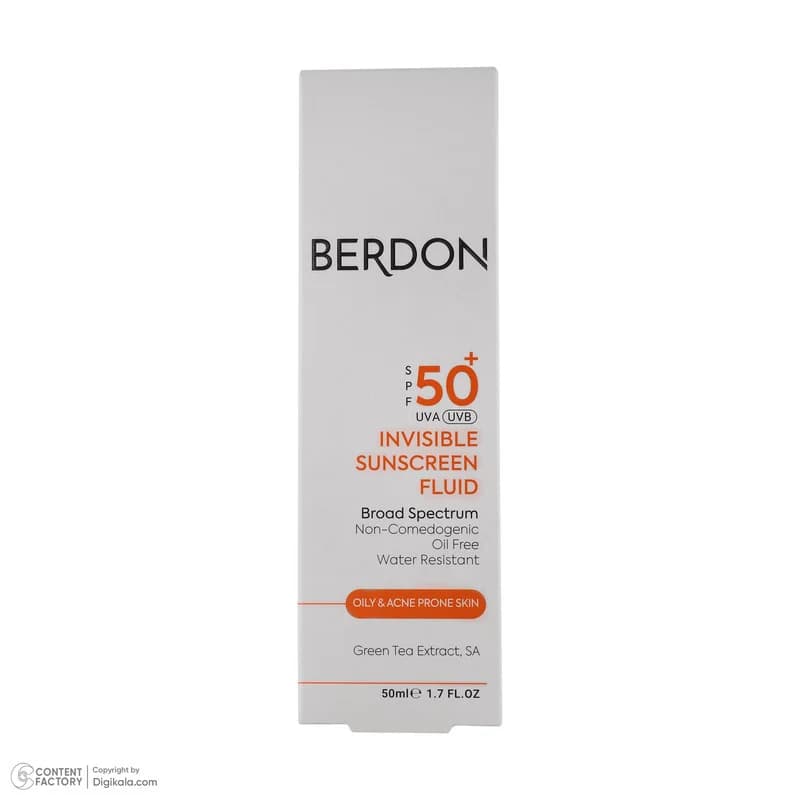 فلوئید ضد آفتاب بدون رنگ صورت بردون spf50 مدل Broad Spectrum محافظ UVA،UVB مناسب پوست‌های چرب و آکنه‌دار حجم 50 میلی لیتر — تصویر ۵