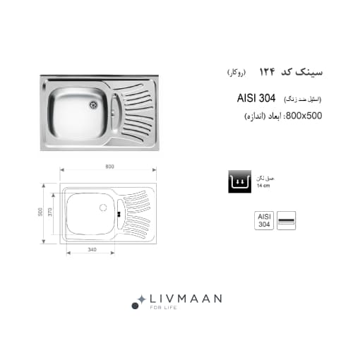 سینک اخوان روکار مدل کد 124 — تصویر ۲