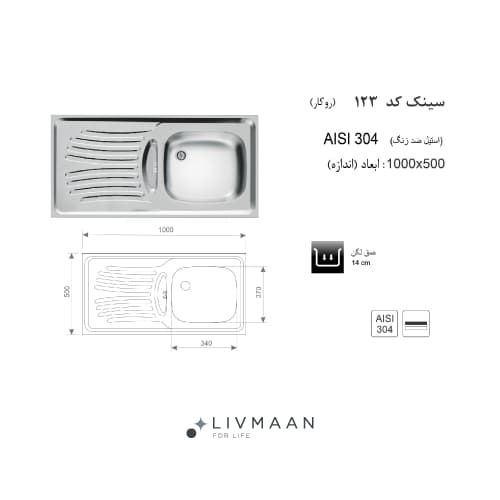 سینک اخوان روکار مدل کد 123 — تصویر ۲