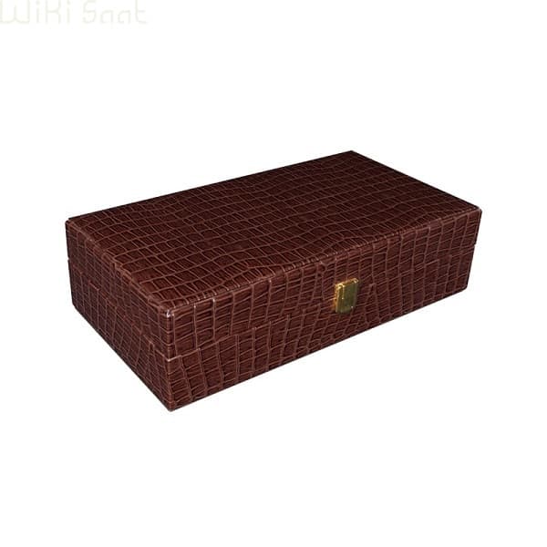 جعبه ساعت 12 خانه چرم طرح کروکدیل براق