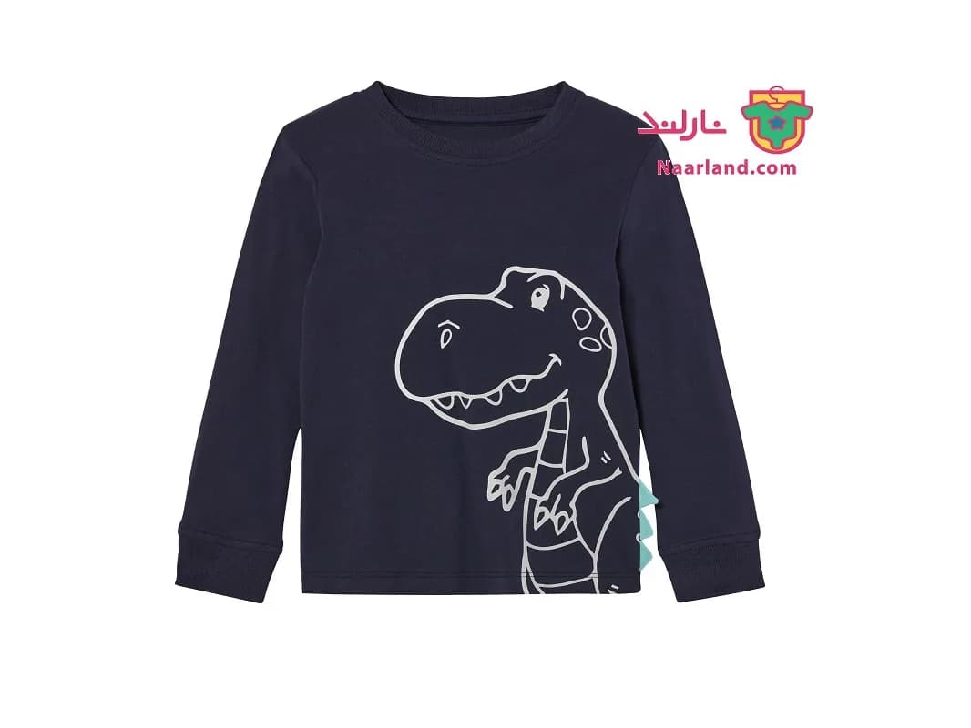 بلوز آستین بلند لوپیلو (Lupilu) طرح ۳ بعدی دایناسور رنگ سرمه ای