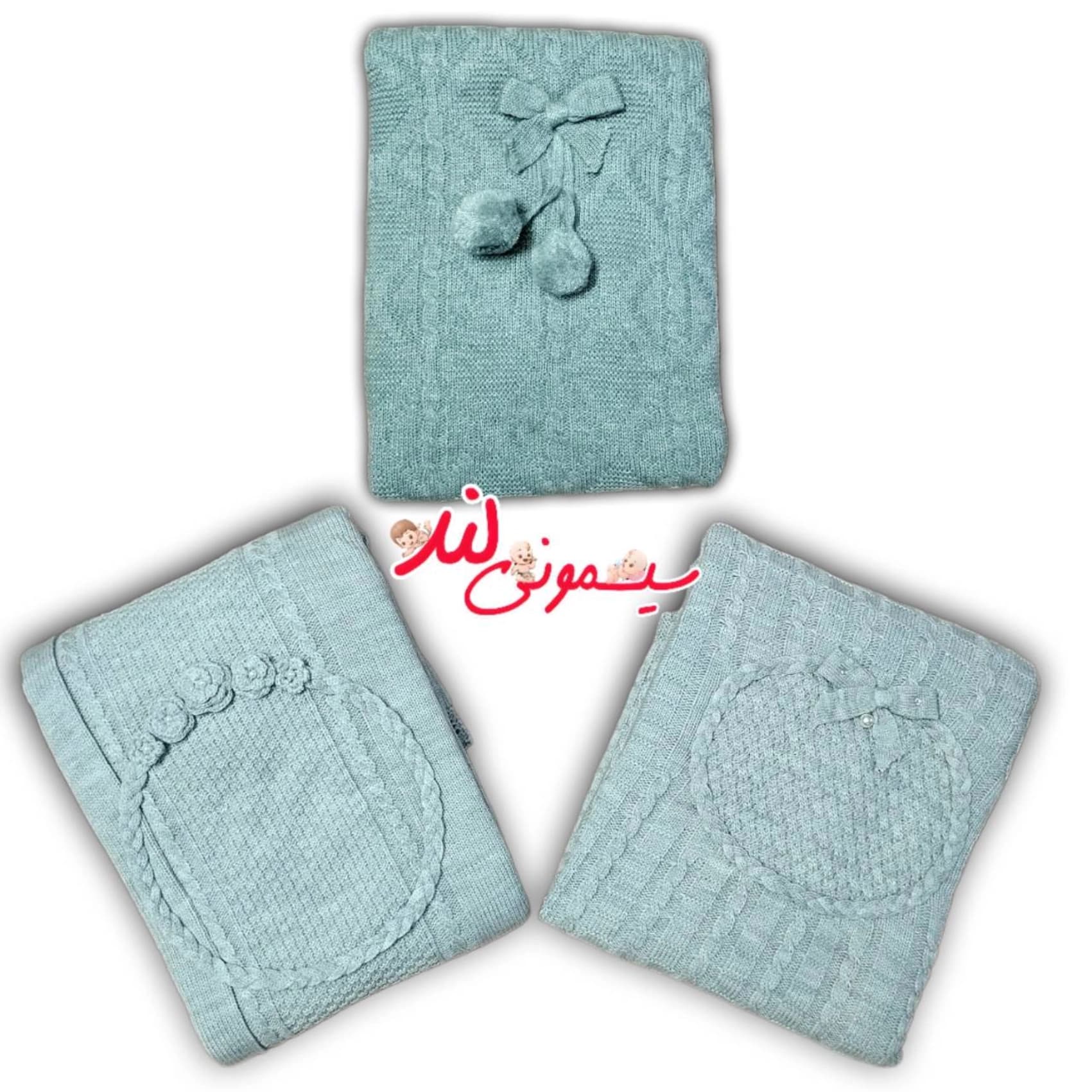 پتو دور پیچ نوزادی بافت کلاه دار Minel رنگ طوسی