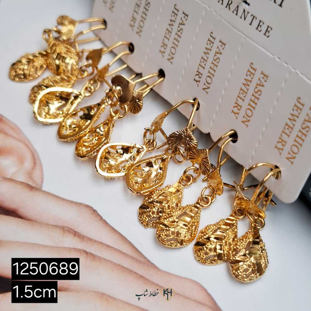 گوشواره CityGold بچگانه اشک حجمی تراش (6جفتی) — تصویر ۲