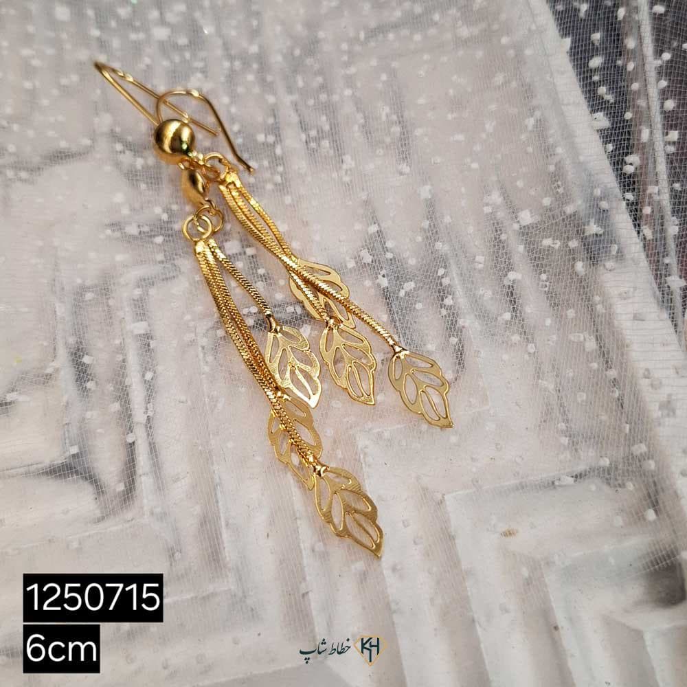 گوشواره CityGold زنجیری 3اویز برگ متوسط (6جفتی) — تصویر ۳