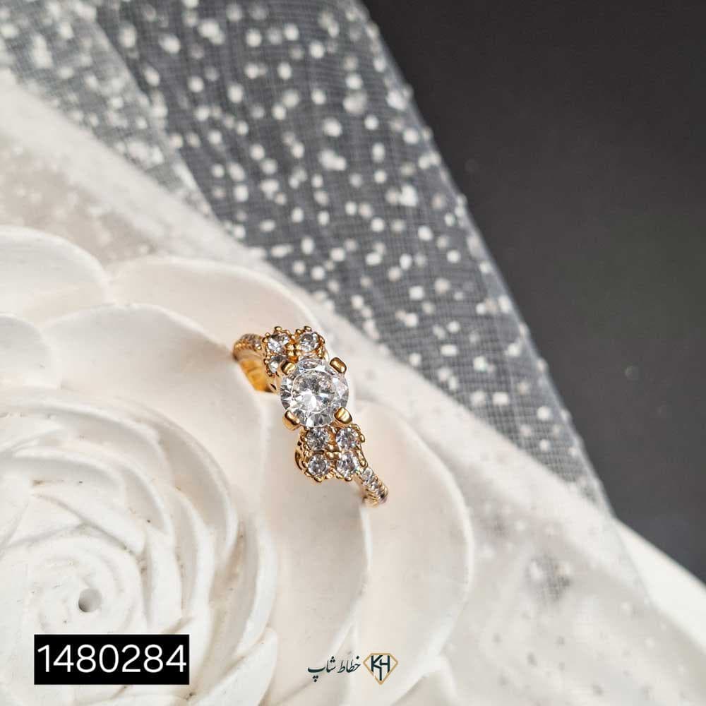انگشتر طلاروس تک نگین سولیتر زنانه میکس12مدل طرح2) — تصویر ۵