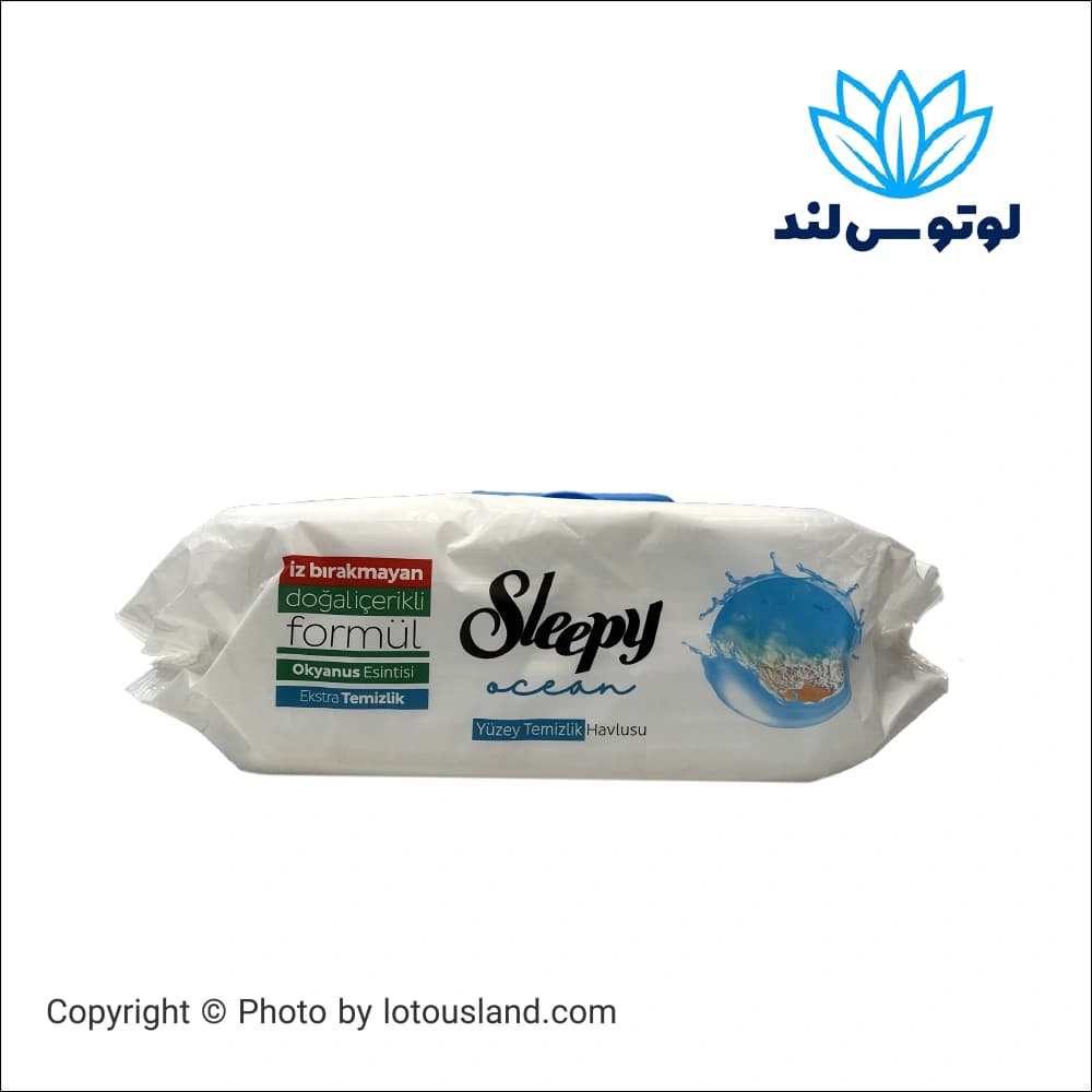 دستمال مرطوب تمیز کننده سطوح اسلیپی مدل Ocean رایحه اقیانوس بسته 100 عددی — تصویر ۲