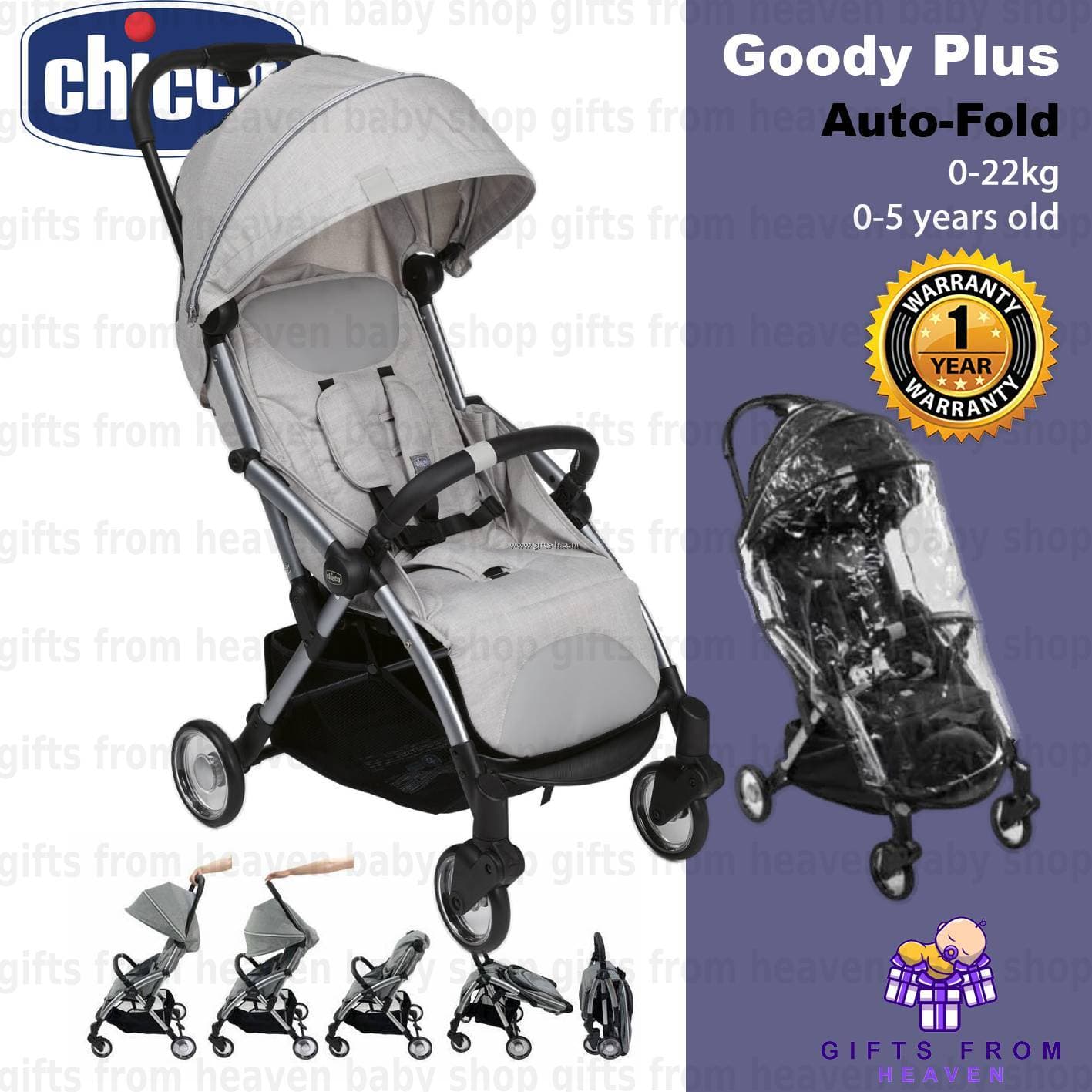 کالسکه نوزادی چیکو گودی پلاس جدید کابین سایز با جمع شو اتوماتیک chicco Goody plus
