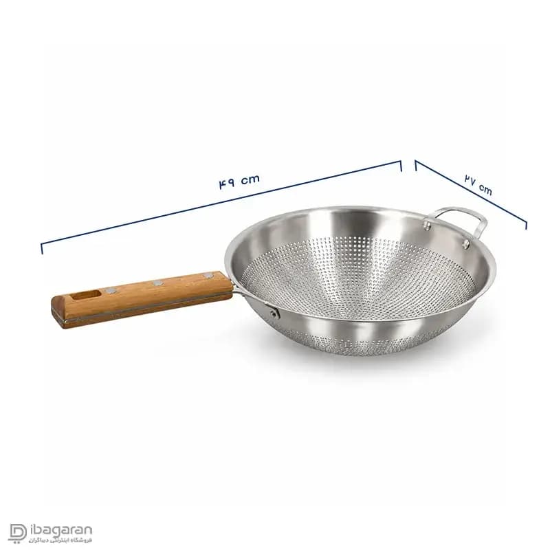 آبکش استیل دسته چوبی بزرگ ریما مدل 13303 — تصویر ۲