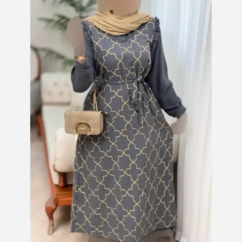 پیراهن مانتویی زنانه اسکادا طلاکوب مدل ساحل سایز بزرگ — تصویر ۳